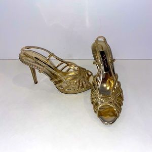 Nina New York Gold Sling-back Heels